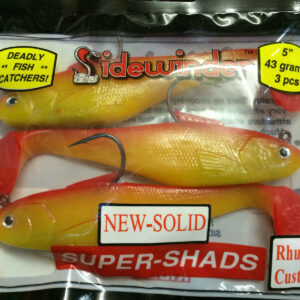 Sidewinder Super Shads 5" Lures SOLID 43g 3pc RHUBARB/CUSTARD