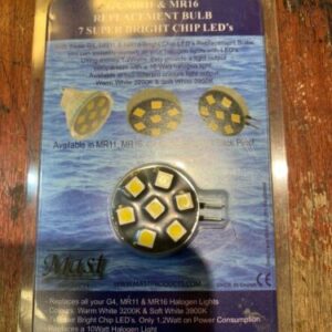 G4, MR11 & MR16 Replacement Bulb 7 Super Bright Chip LED’s