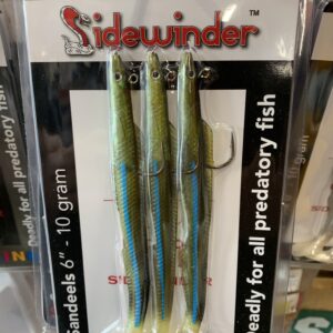 Sidewinder Super Slims - Natural with blue line Sea Fishing Sandeel Lures