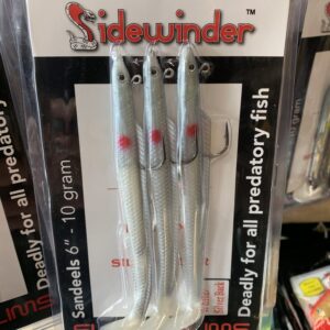 Sidewinder Super Slims -  white/silver with red dot Sea Fishing Sandeel Lures