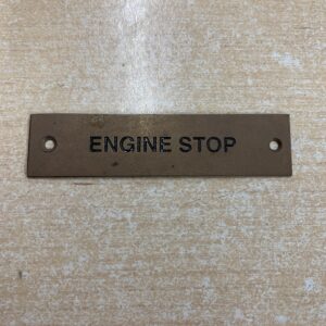 Solid Brass Plaque Label Engine stop screw on