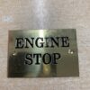 Solid Brass Plaque Label Engine stop screw on