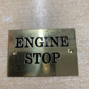 Solid Brass Plaque Label Engine stop screw on