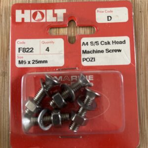 Holt marine F822 m5 x25mm A4 csk m/screw