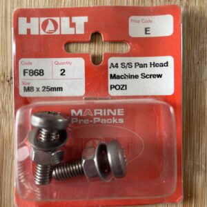 Holt marine F868 m8 x 25mm A4 pan m/screw