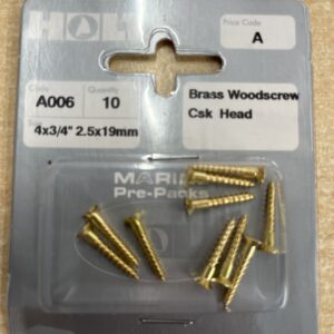 Holt marine A006 4 x 3/4" brass csk woodscrew pack
