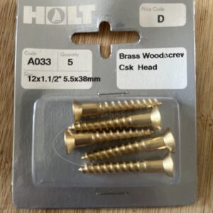 Holt marine A033 12 x 1 1/2” brass csk woodscrew