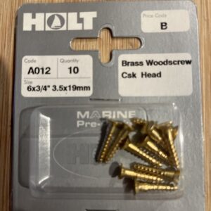 Holt marine A012 6 x 3/4” brass woodscrew csk