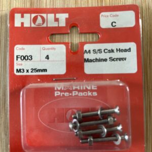 Holt marine F003 m3 x 25mm A4 csk m/screw pack