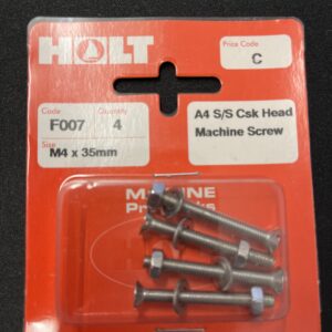 Holt marine F007 m4 x 35mm A4 s/s csk m/screw pack