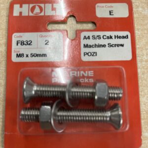 Holt marine F832 m8 x 50mm A4 s/s csk m\screw pack