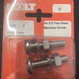 Holt marine F069 m8 x 35mm A4 s/s pan m/screw pack
