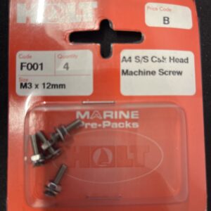 Holt marine F001 m3 x 12mm A4 s/s m/screw pack
