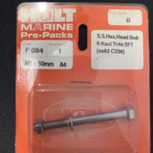 Holt marine F084 m5 x 50mm A4 s/s hex bolt pack
