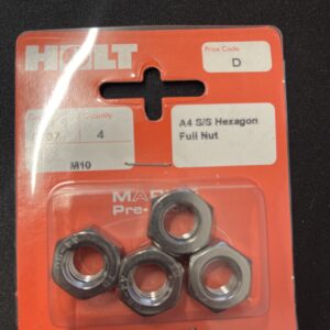 Holt marine F137 m10 A4 s/s hex nut pack