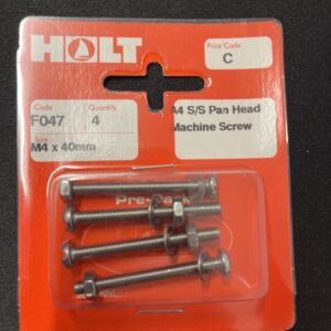 Holt marine F047 m4 x 40mm A4 s/s pan m/screw pack