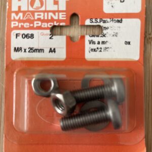 Holt marine F068 m8 x 25mm A4 s/s pan m\screw pack