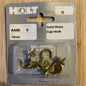 Holt marine A446 19mm solid brass cup hook pack