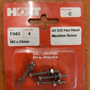 Holt marine F043 m3 x 25mm A4 s\s pan m\screw pack