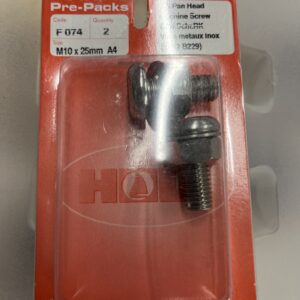 Holt marine F074 m10 x 25mm A4 s\s pan slot m/screw pack