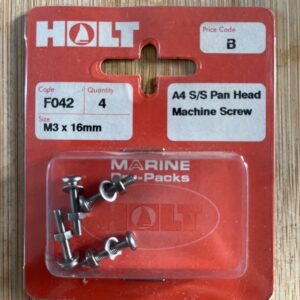 Holt marine F042 M3 X 16MM A4 s\s pan m\screw pack