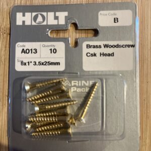 Holt marine A013 5 x 1” brass woodscrew csk