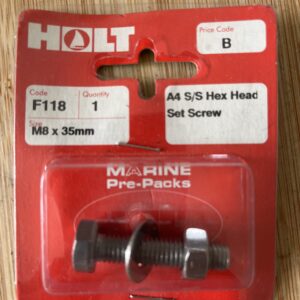 Holt marine F118 m8 x 35mm A4 s/s hex set bolt pack