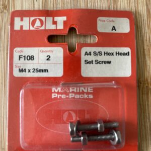 Holt marine F108 m4 x 25mm A4 s/s hex set bolt pack