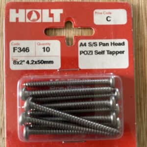 Holt marine F346 8 x 2” A4 s/s pan pozi s/tapper pack