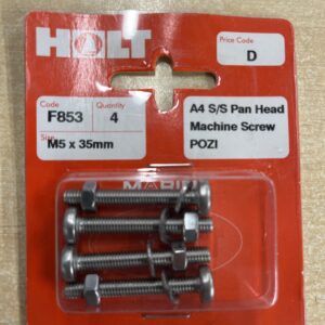 Holt marine F853 m5 x 35mm A4 s/s pan m\screw pack