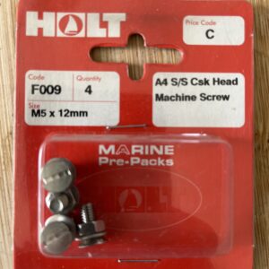 Holt marine F009 m5 x 12mm A4 s/s csk m/screw pack