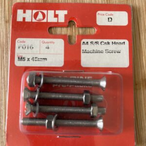 Holt marine F016 m5 x 45mm A4 s/s csk m/screw pack