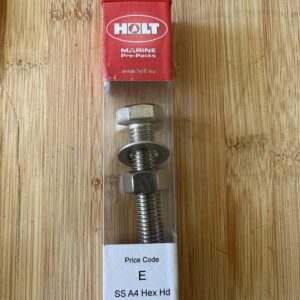 Holt marine F128 m12 x 75mm A4 s/s hex bolt pack