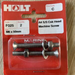 Holt marine F025 m6 x 50mm A4 s/s csk m/screw pack