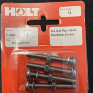Holt marine F054 m5 x 40mm A4 s/s pan m/screw pack