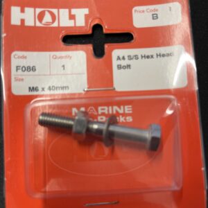 Holt marine F086 m6 x 40mm A4 s/s hex bolt pack