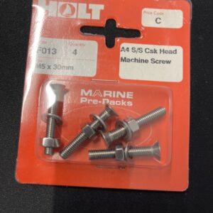 Holt marine F013 m5 x 30mm A4 s/s csk m/screw pack