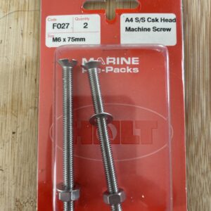 Holt marine F027 m6 x 75mm A4 s/s csk m/screw pack